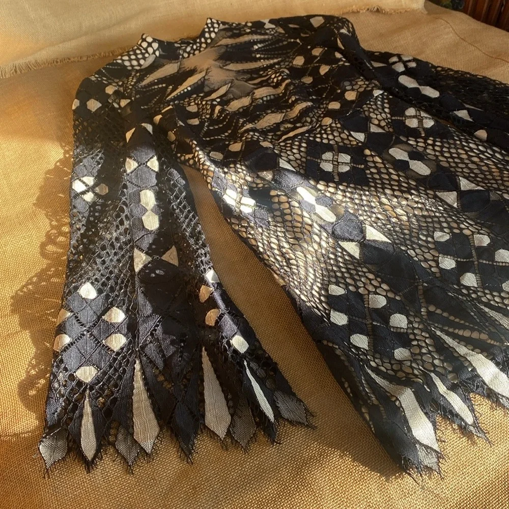 Free People Black Art Deco Lace Mini Dress - Picture 14 of 15